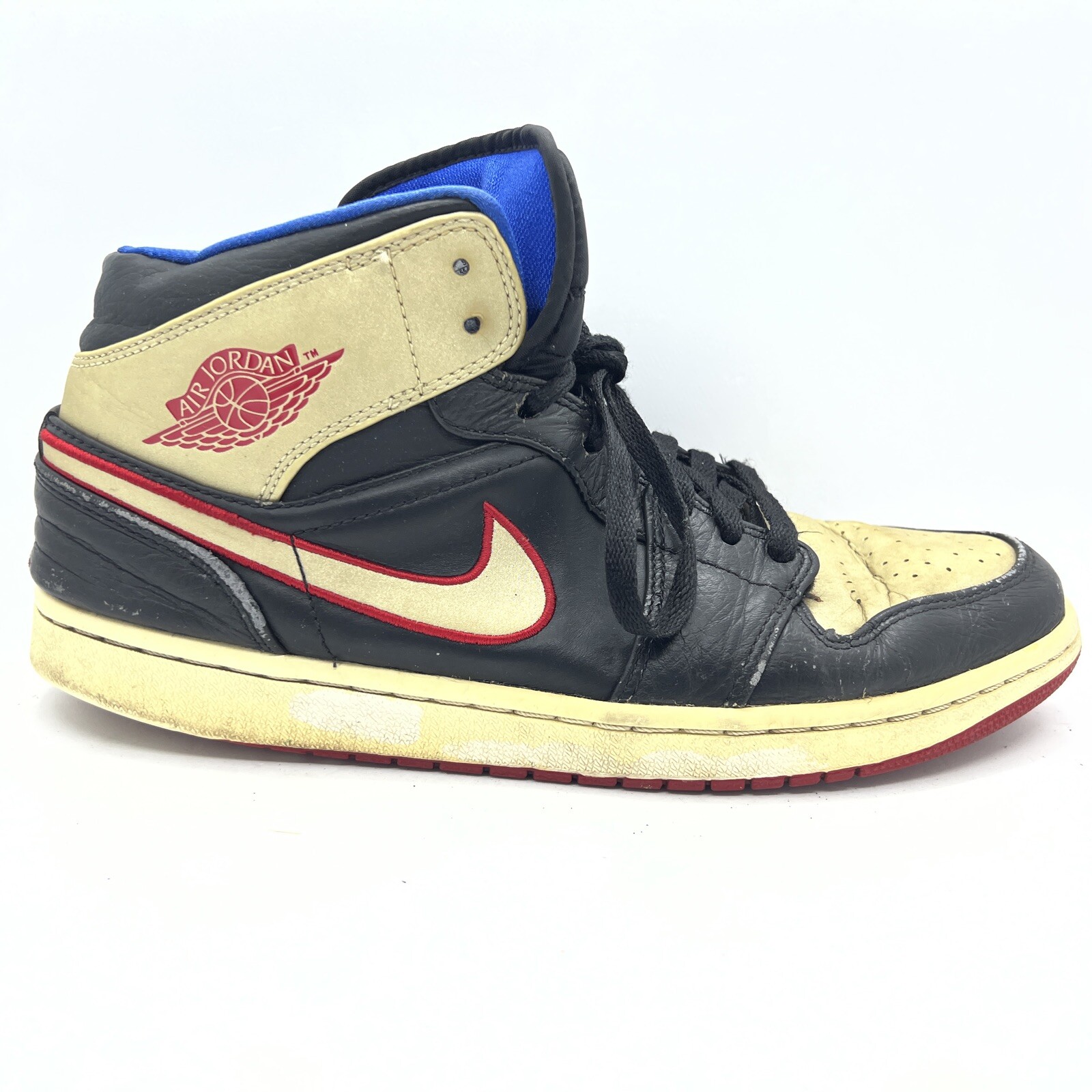 jordan 1 black gold red blue
