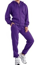 Tracksuit Womens 2 Piece Outfits Sweatshirt Jogger Sweatpants Set Full Zip XL