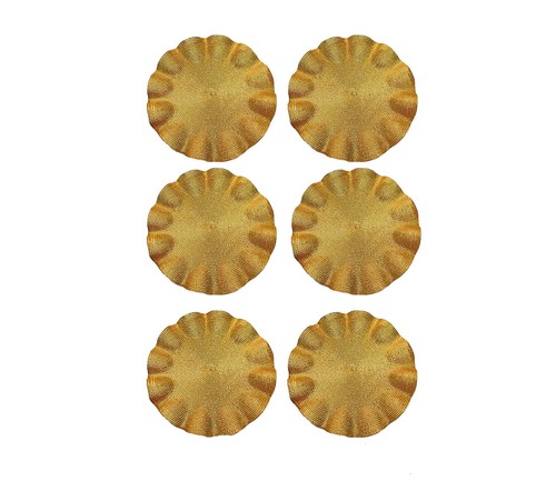Wave Foil Placemat Set Holiday Party Dinner Table Decor Silver, Gold 15" Round - Picture 4 of 14
