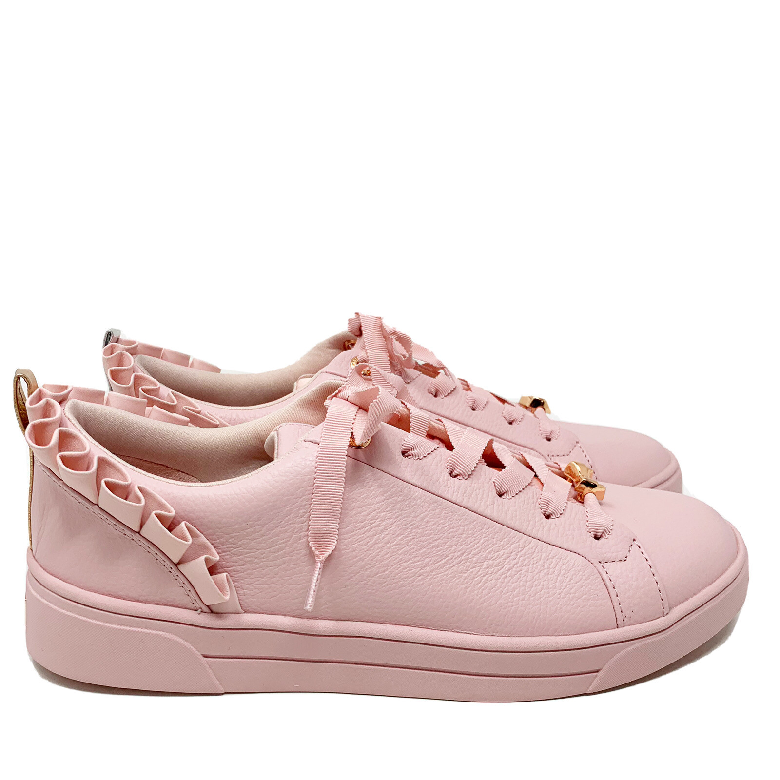 pink leather sneakers