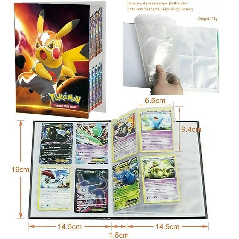 Pokemon Trading Card Folder - Album Holds 240 Cards Portfolio Binder Wallet