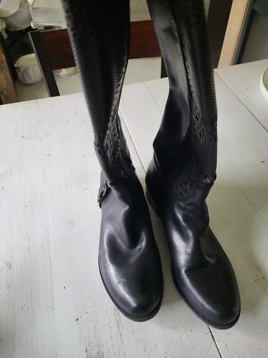Leather Boots Gianni Bini. Black Cutout Design  - 9.5M