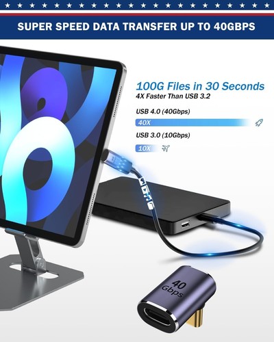 High-Speed USB C Right Angle Adapter 20-Pack - Perfect for Gaming & Office Use - Picture 6 of 9