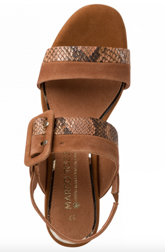 Marco Tozzi sandali donna UK 5 EU 38 cognac combi tacco a blocco slingback punta aperta - Foto 4 di 5