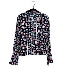 ZARA Trafaluc Collection Top Women  s Size S Multi Boy Names Long Sleeve Shirt