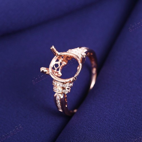 Hot Semi Mount 11x9mm Oval 14k Rose Gold Ring Natural Si/h Diamonds Fine Jewelry - Picture 5 of 6