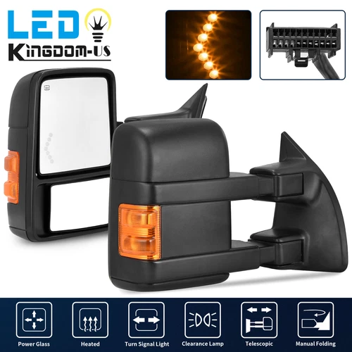 Tow Mirrors for 2008-2016 Ford F250-F550 Super Duty Power Heated AMBER Signal