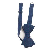 Holt Renfrew Red on Navy Blue Polka Dot Bow Tie 33136