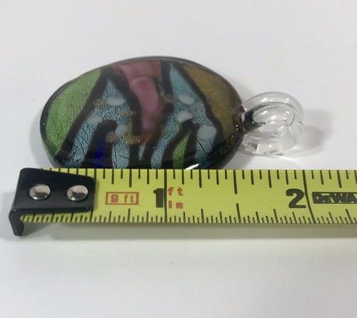 Hand Blown Glass Pendant Multi Color Round Abstract Boho Art 2” - 第 4/4 張圖片