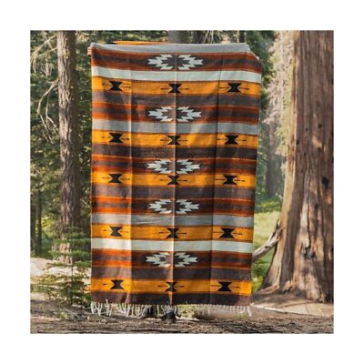 Wool Mexican Blanket Southwest Print, Geometric Design