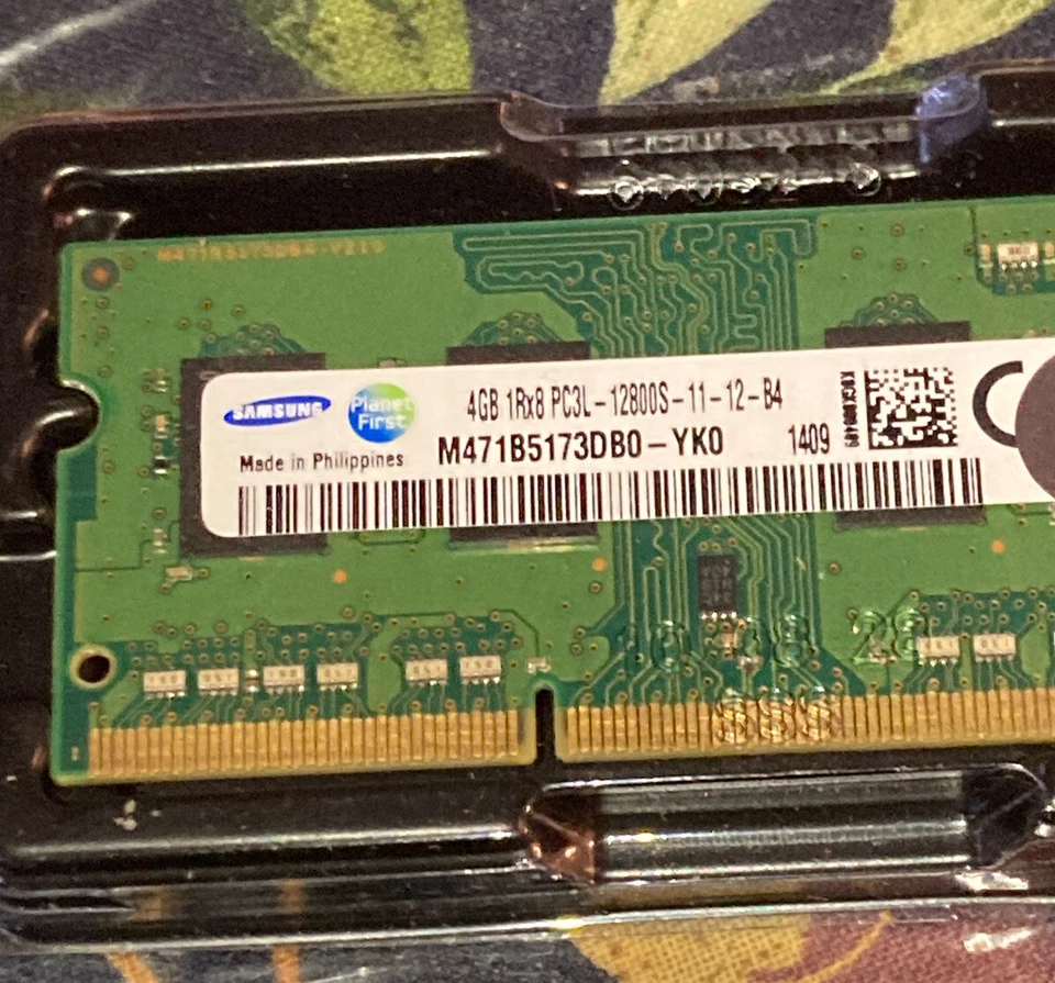 2 Samsung Laptop Memory 4GB 1Rx8 PC3L-12800S- M471B5173DB0-YK0 used but works. - Image 2 of 4
