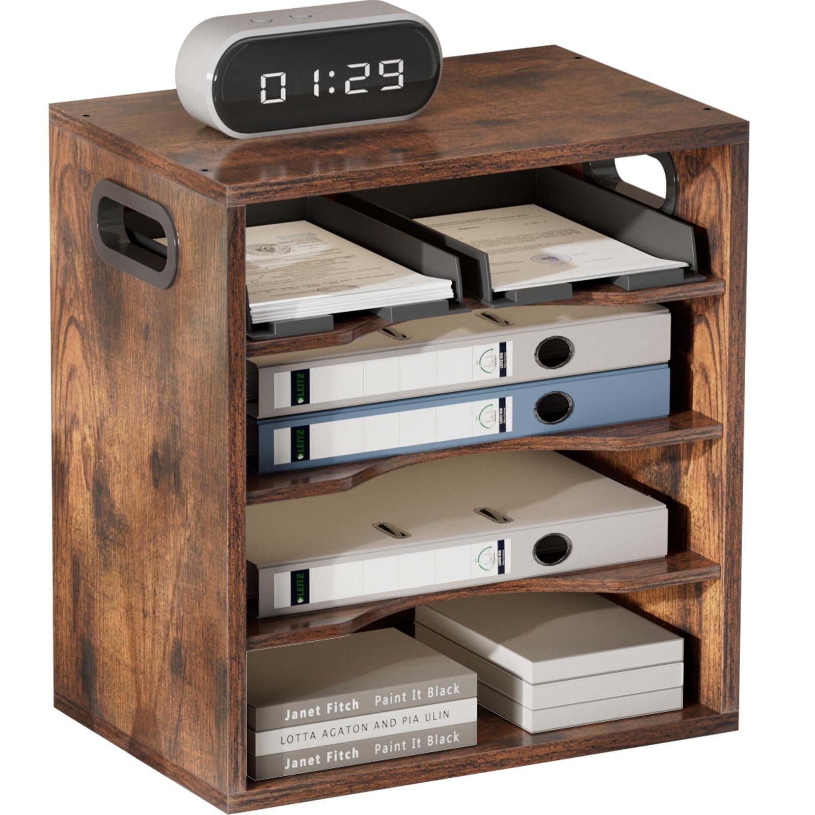 Vintage 14.5 Inch Wooden Desktop File Organizer for Documents and Mail