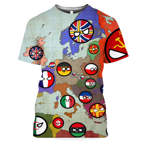 Men Women FRANCE RUSSIA National Tops Polandballs Countryball 3D Printed T Shirt - Picture 7 of 24