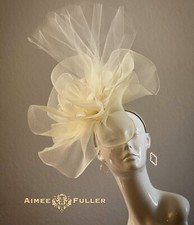 Aimee Fuller Bridal Veil Kentucky Derby Fascinator White Cream Wedding Ascot Hat