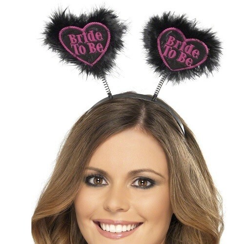 Ladies Bride to Be Hen Party Head Boppers Heart Black New by Smiffys - Picture 1 of 4