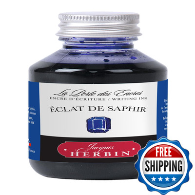Jacques Herbin Fountain Pen Ink 100 Ml Bottle Eclat De Saphir Sapphire Blue