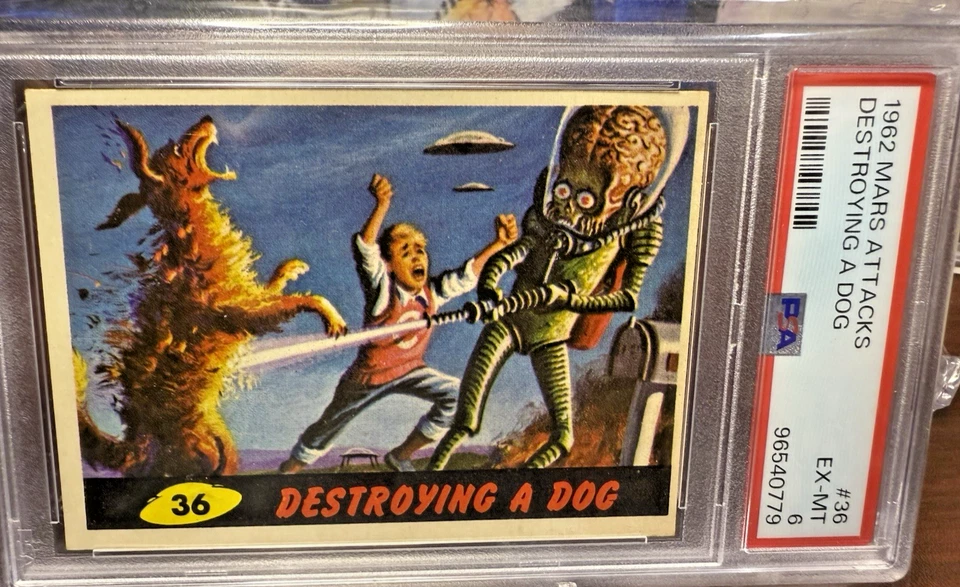 1962 Topps Mars Attacks #36 "Destroying a Dog"  PSA 6 Retro Vintage Graded LOOK! - Image 2 of 3