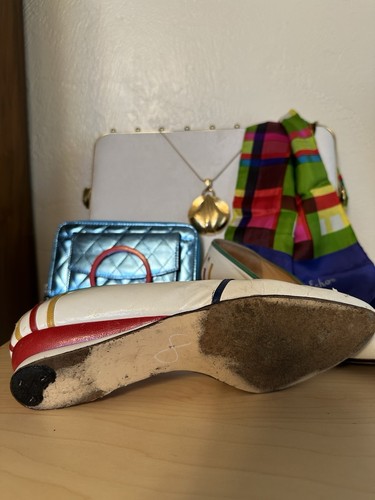 Vintage Accessories & Shoes Collection, Sz 8, Necklace, Bracelet, Scarf, Bag, #2 - Picture 5 of 24