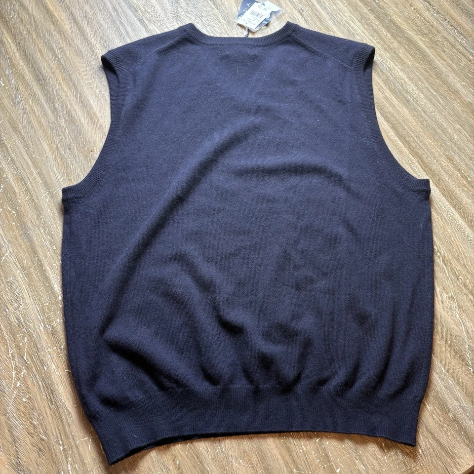NUEVO CON ETIQUETAS Joseph Lyman 100% Cachemira Suéter Chaleco Para Hombres XL Azul Marino Sin Mangas Cuello en V Foto 4 de 4
