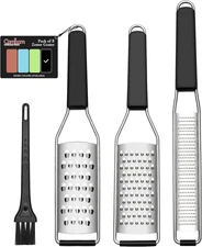Heavy Duty Lemon Zester & Grater Set - Stainless Steel, Dishwasher Safe