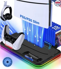 PS5 Slim Stand Cooling Fan,PS5 Controller Charging Station for Sony Playstation5