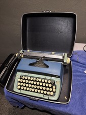 Smith Corona Galaxie Twelve XII 12 manual Typewriter Atomic Blue in case EXUC thumbnail