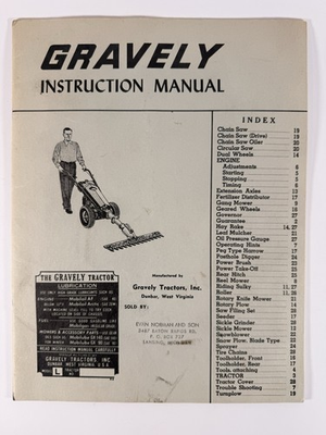 #ad 1954 Gravely Tractor Instruction Manual Model L Attachments Owner’s Guide $29.99