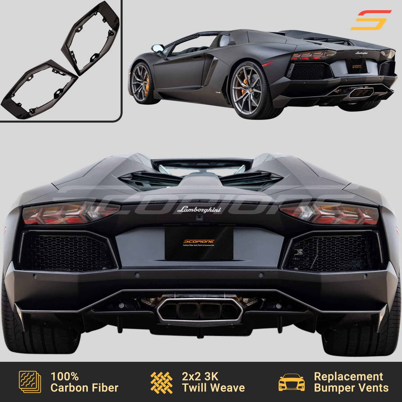 Scopione Carbon Rear Bumper Air Vents for Lamborghini 12-17 Aventador LP700-4