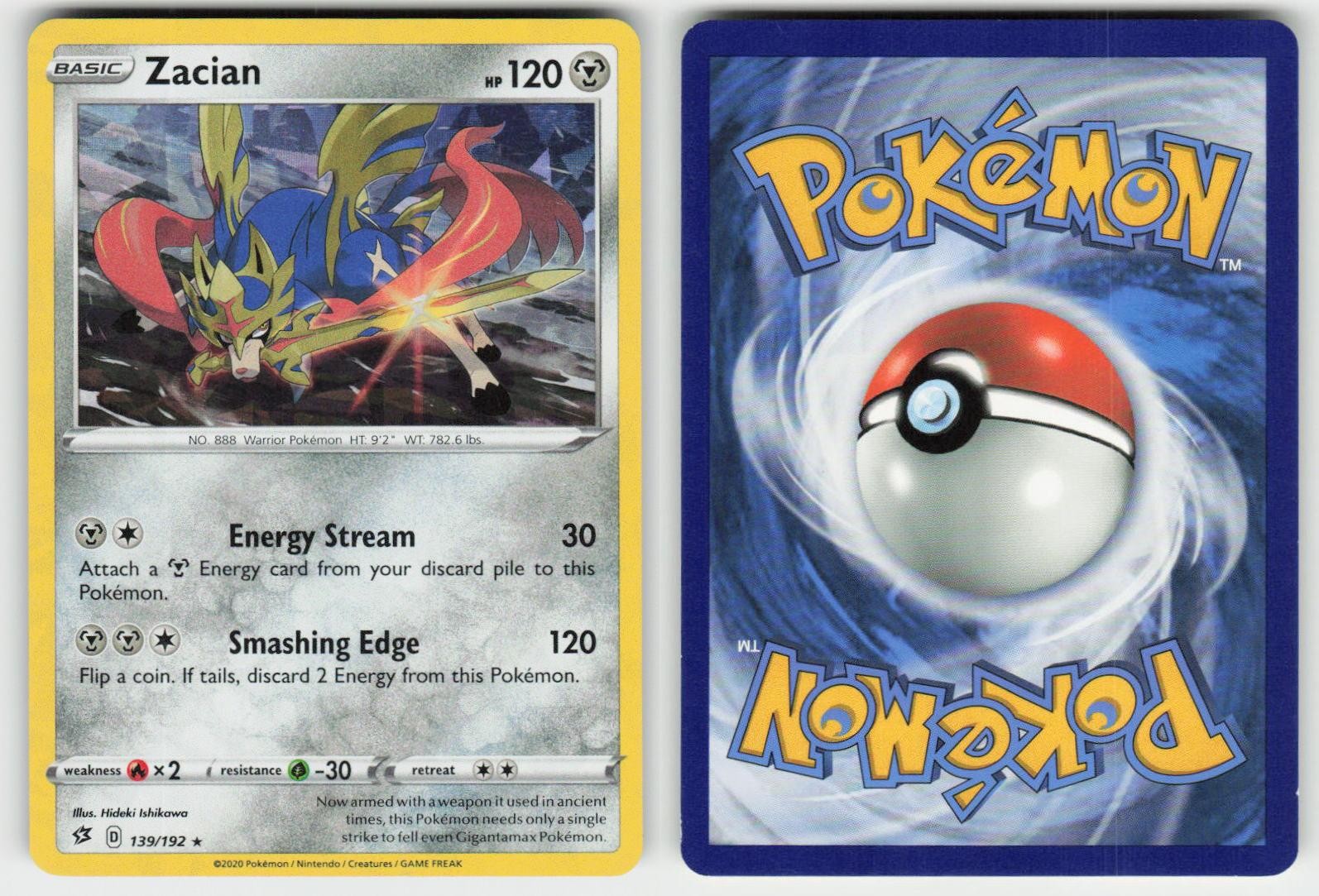 ZACIAN (CRACKED ICE HOLO) 139/192 HOLO RARE DECK EXCLUSIVES POKEMON NM