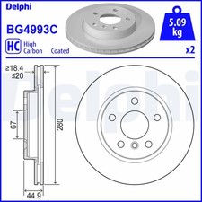 2x DELPHI Bremsscheibe BG4993C für I01 BMW i3 Electric Range Extender