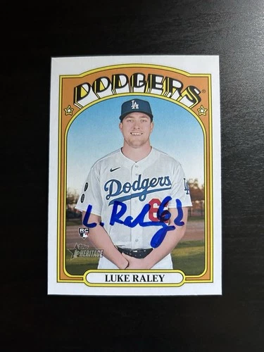 Luke Raley Signed 2021 Topps Heritage Rookie Card Los Angeles Dodgers #526 Auto