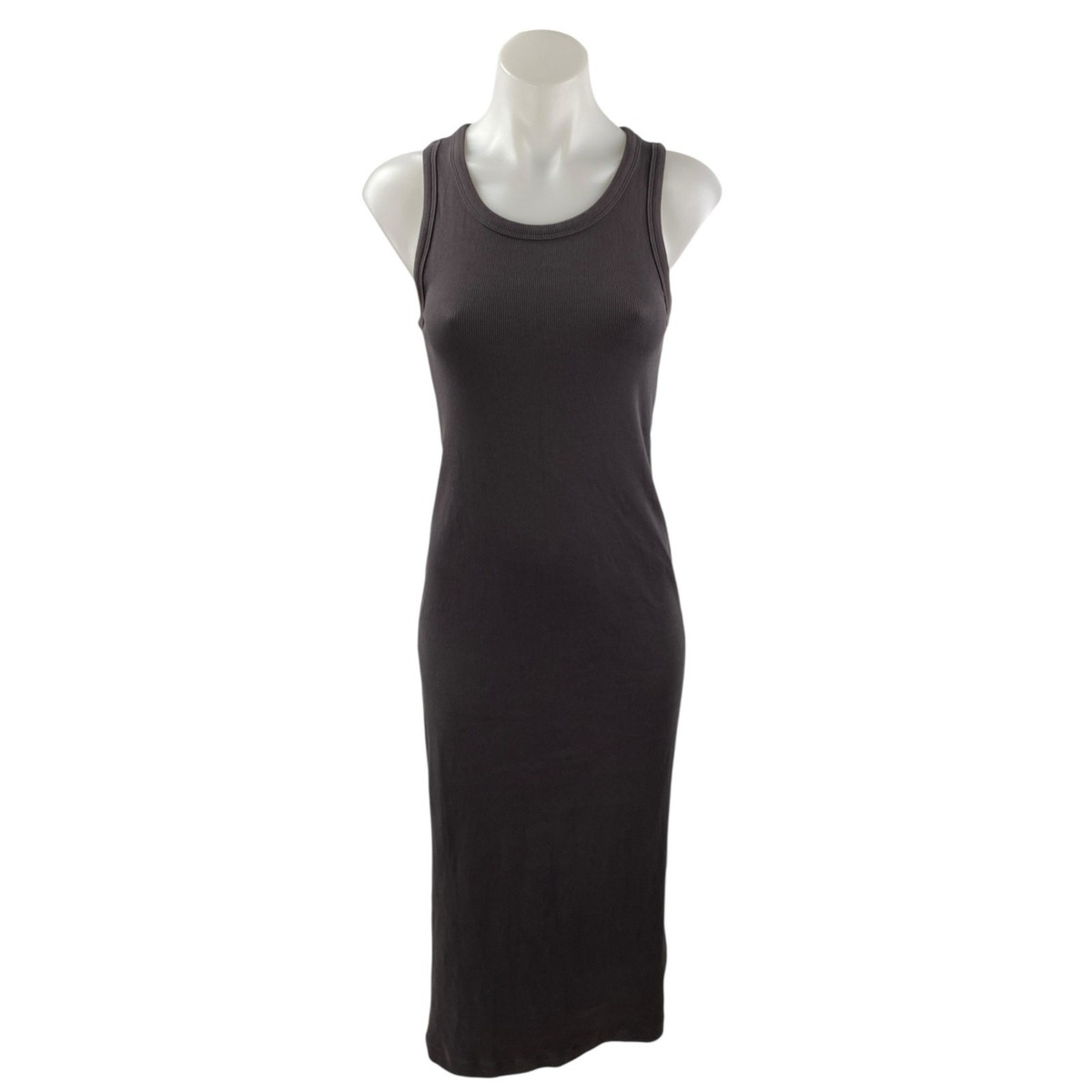 Cos Women's Brown Ribbed Knit Crew Neck Sleeveless Midi Tank Bodycon Dress  Sz S | eBay