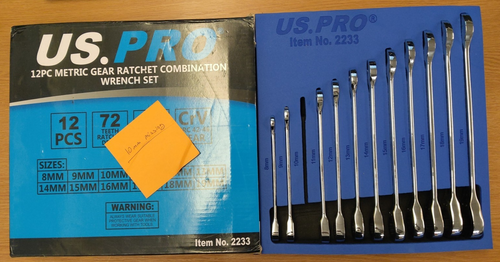 US PRO 11pc Metric Gear Ratchet Combination Spanner Wrench Set 8-19mm