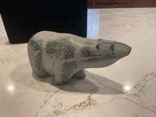 Vintage Boma Canada Carved Soapstone Polar Bear Figurine 6.5”