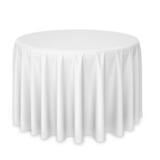 20 Pack 120" Round Polyester Fabric Tablecloths for Wedding Banquets - White
