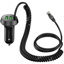 Radar Detector Power Cord with Dual USB Charger Ports - Replacement Black