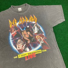 Vintage Def Leppard Shirt Mens L Gray 1993 7 Day Weekend Live Tour Faded 90s Tee