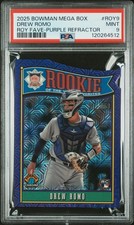 2025 BOWMAN MB ROY FAVORITES PURPLE REFRACTOR #ROY9 DREW ROMO 81/250 PSA 9