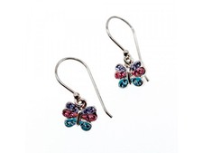925 Sterling Silver CZ  Enamel "butterfly" Earrings