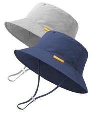 Baby Sun Hat Kids Summer Sun Protection 6-24 Months 2 Pack (Grey + Blue)
