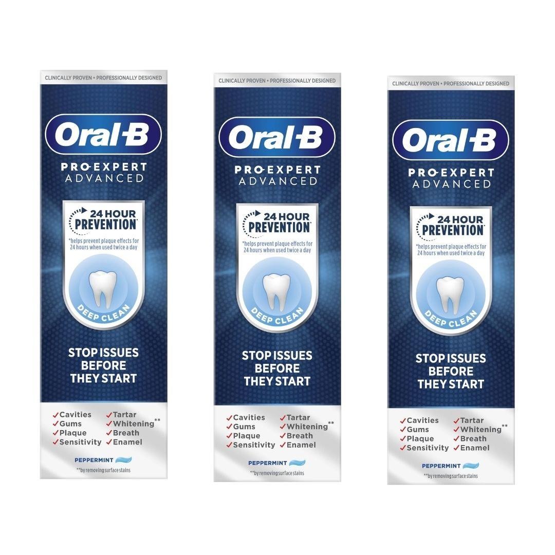 3 x 75ml Oral B Pro-Expert Advanced Toothpaste DEEP CLEAN Peppermint- FREE POST - Image 10