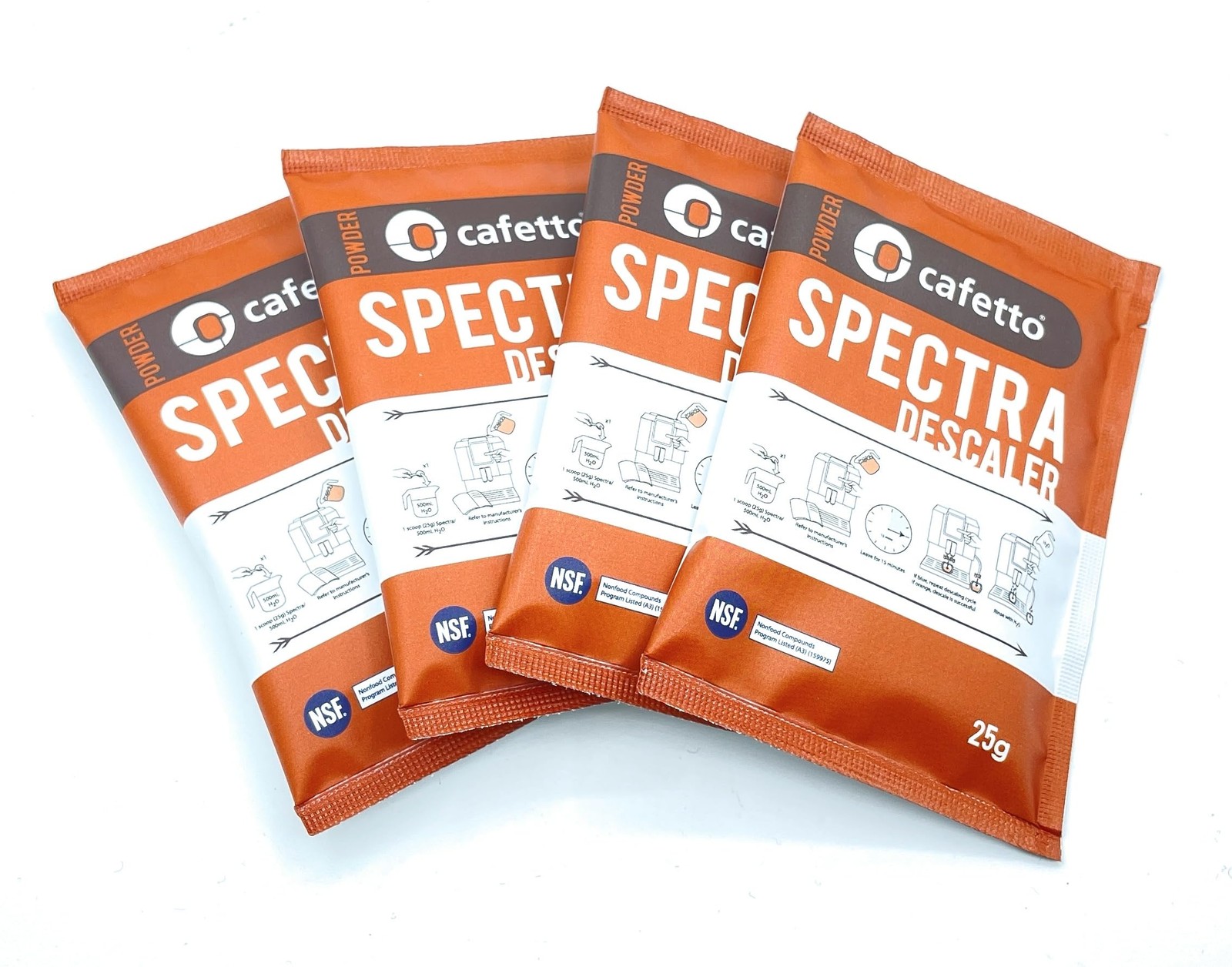 Espresso Machine Descaler with Color Indicator - 4 Pack Cleaning Powder