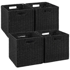 Wicker Storage Baskets 2-Pack, 11x11 Cube Storage Bins for Shelves Closet Pan...