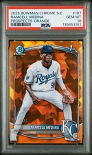 2025 BOWMAN CHROME SAPPHIRE EDITION PROSPECTS ORANGE RAMCELL MEDINA 11/25 PSA 10