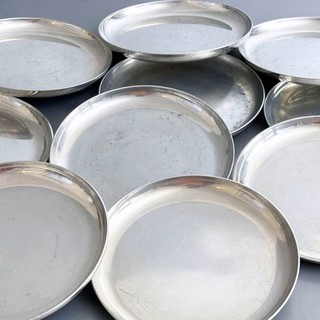 10 alte große Zinn Untersetzer Sammler Retro Patina Vintage aus Nachlass