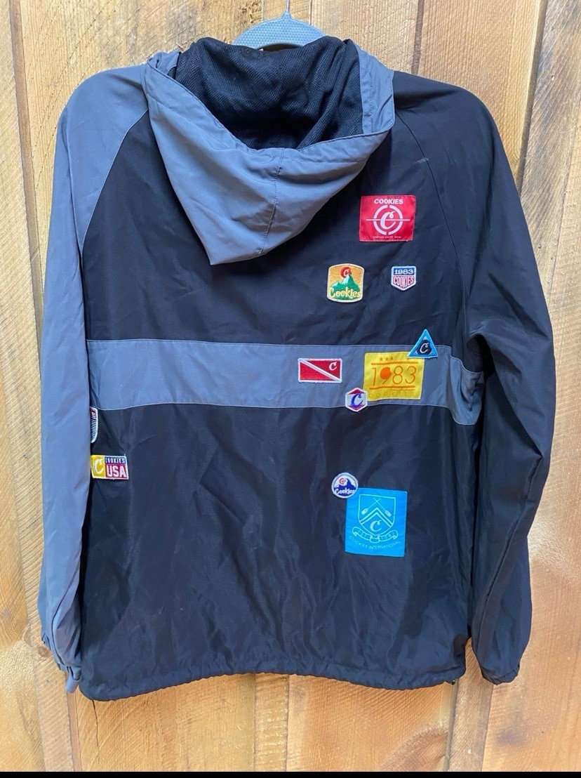 Cookies Patchwork Windbreaker Full Zip Hooded Jac… - image 3