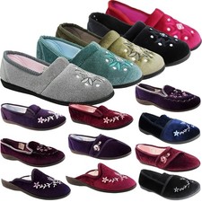 WOMENS LADIES MOCCASIN SLIPPERS SHOES HARD SOLE HOUSE INDOOR OUTDOOR BEDROOM
