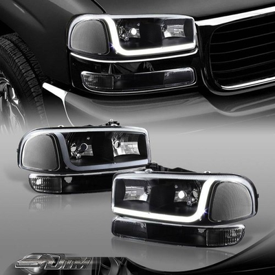 #ad For 1999 2006 GMC Sierra 1500 2500 DRL LED Black Clear HeadlightsBumper Lamps $64.88
