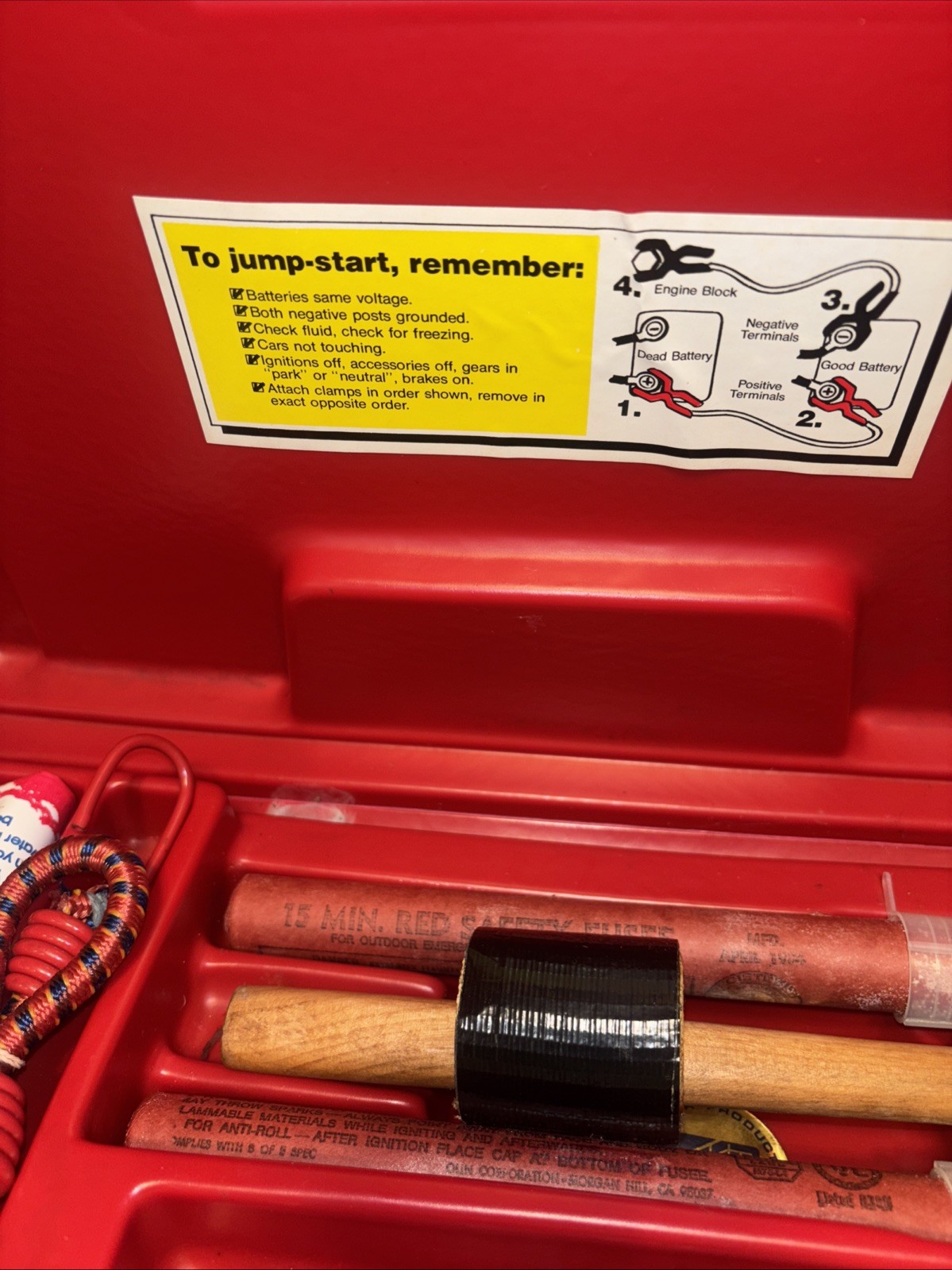 Vintage Roadside Emergency Car Kit, Vehicle Safety Road Side 1983 year