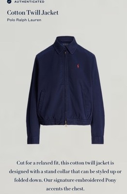 POLO RALPH LAUREN ネイビー ジャケット XS Polo Ralph Lauren Women's Navy Cotton Twill Zip Jacket Red Pony